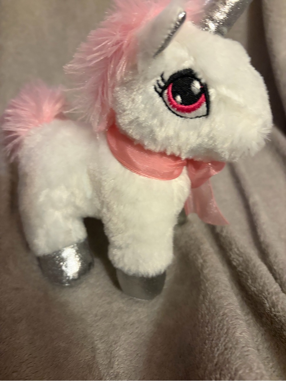Dan Dee White Pink Silver Unicorn Plush Stuffed Animal